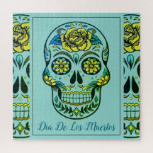 Cráneo de azúcar Dia de Los Muertos Turquoise