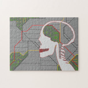 Puzzle cráneo de logarita gris