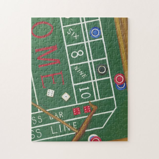 Puzzle Craps de Casino con Chips y dados (Vertical)