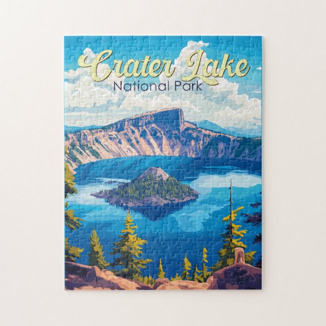 Puzzle Crater Lake National Park Ilustracion Travel Art (Vertical)