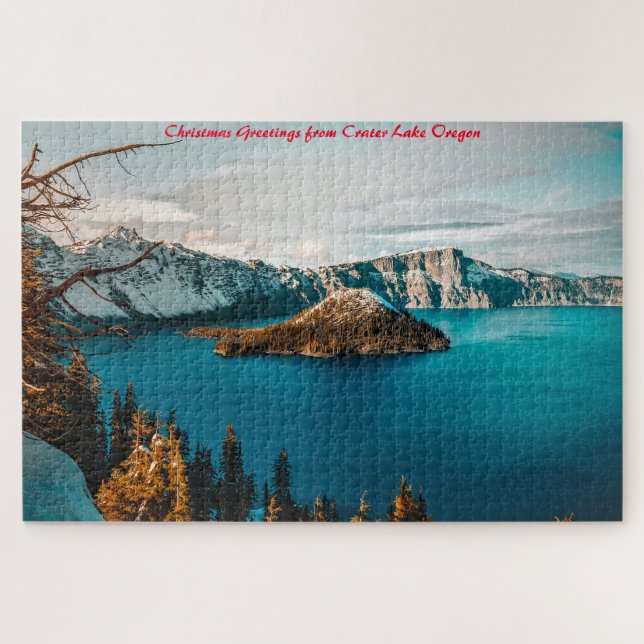 Puzzle Crater Lake Oregon. Saludos navideños (Horizontal)