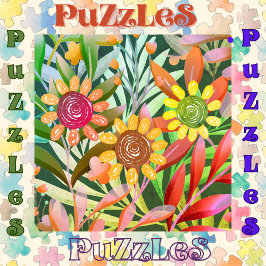 Puzzle Crayon Sunflowers Colorida vegetación