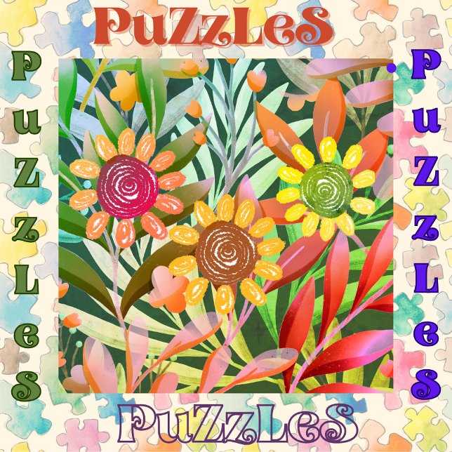 Puzzle Crayon Sunflowers Colorida vegetación (Subido por el creador)