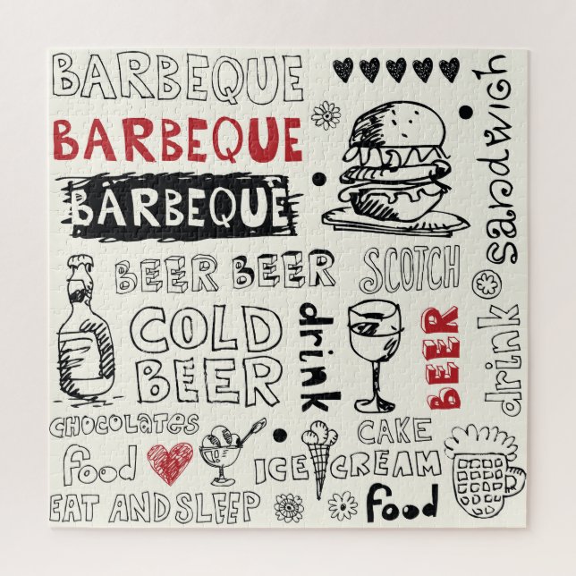 Puzzle Crazy BBQ: Whimsical Doodle Art (Vertical)