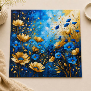 Puzzle crea tu propia cita inspiradora,floral azul