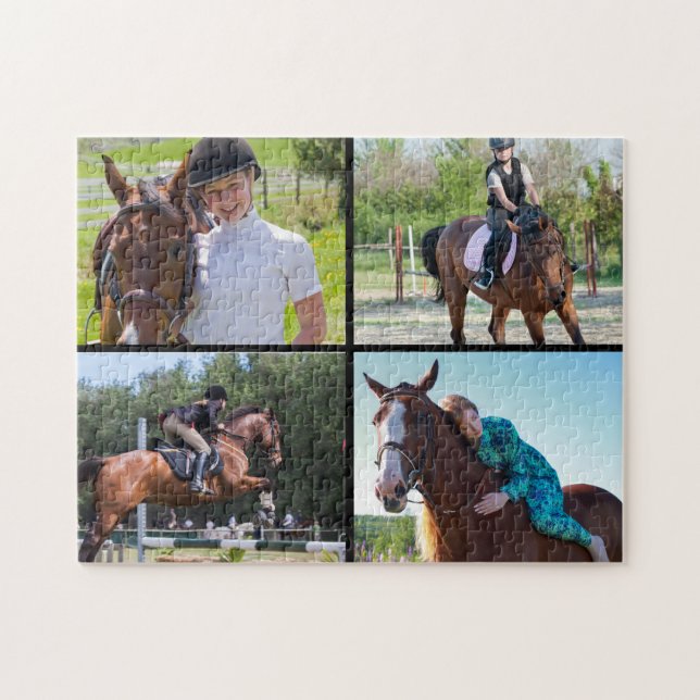 Puzzle Crea tu propio Collage de 4 fotos de caballo negro (Horizontal)