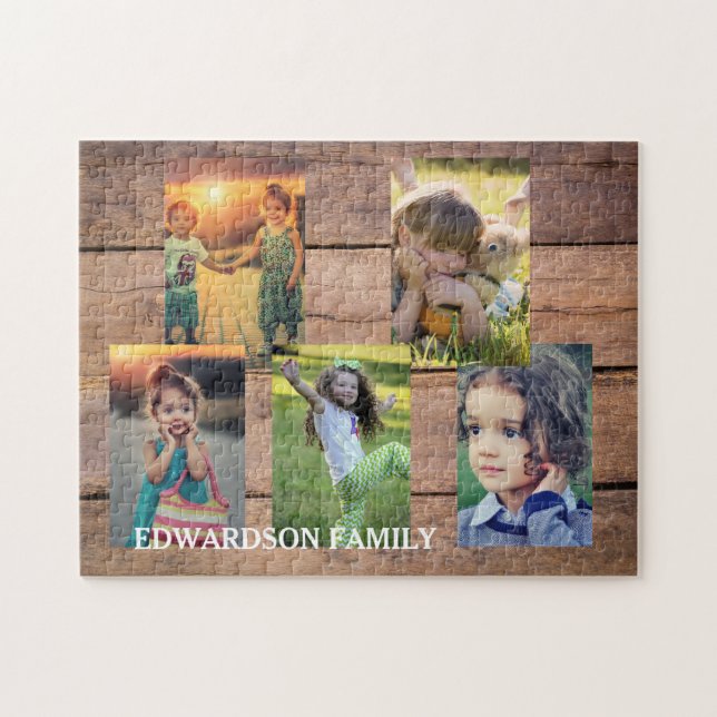 Puzzle Crea tu propio collage de fotos familiares rústica (Horizontal)