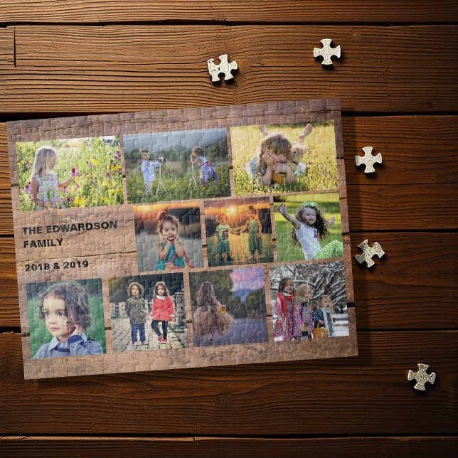 Puzzle Crea tu propio collage de fotos familiares rústica (Create your own personal family photo collage jigsaw puzzle, Great fun !)