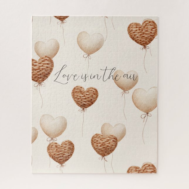 Puzzle Cream Brown Heart Balloons Love in the Air (Vertical)