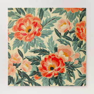 Puzzle Creamy Vintage Peach Blossom Watercolor
