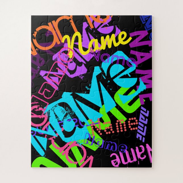 Puzzle Crear cualquier nombre Personalizable Colores bril (Vertical)