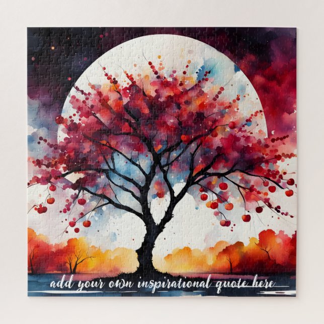 Puzzle crear su propia cita inspiradora, árbol de cerezos (Vertical)