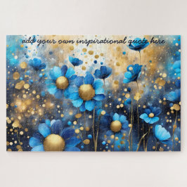 Puzzle crear su propia cita inspiradora, floral azul