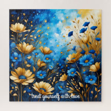 crear su propia cita inspiradora, floral azul