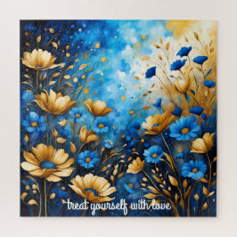 Puzzle crear su propia cita inspiradora, floral azul