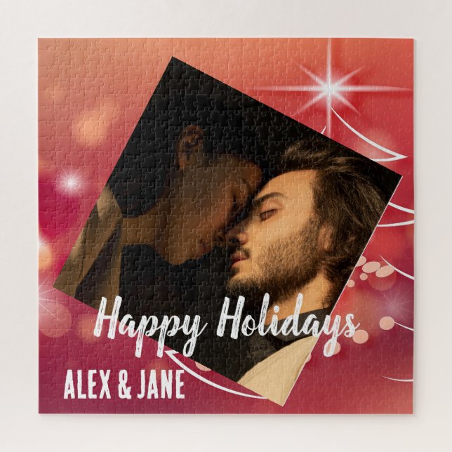 Puzzle Create your own photo modern script text holidays  (Vertical)