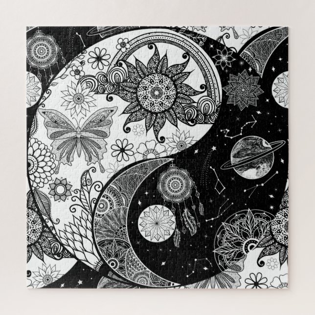 Puzzle Creativo Yin Yang Night Day Mandala (Vertical)