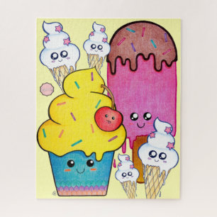 Puzzle Crema de hielo y torta Personalizado, dulces Kawai