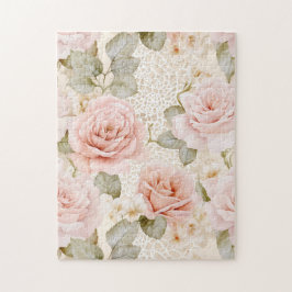 Puzzle Crema romántica Rubor rosa rosa floral