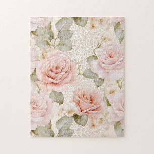 Puzzle Crema romántica Rubor rosa rosa floral