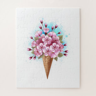 Puzzle Crema rosa de hielo Sakura Waffle Cone