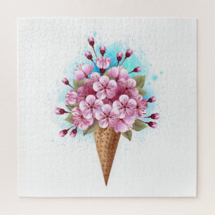 Puzzle Crema rosa de hielo Sakura Waffle Cone