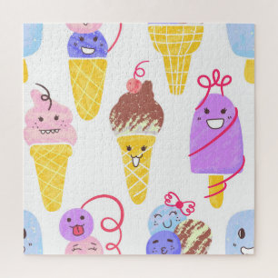 Puzzle Cremas de hielo de Kawaii, lindo patrón sin costur