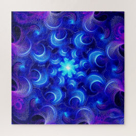 Puzzle Crescent Moon Blue Fractals