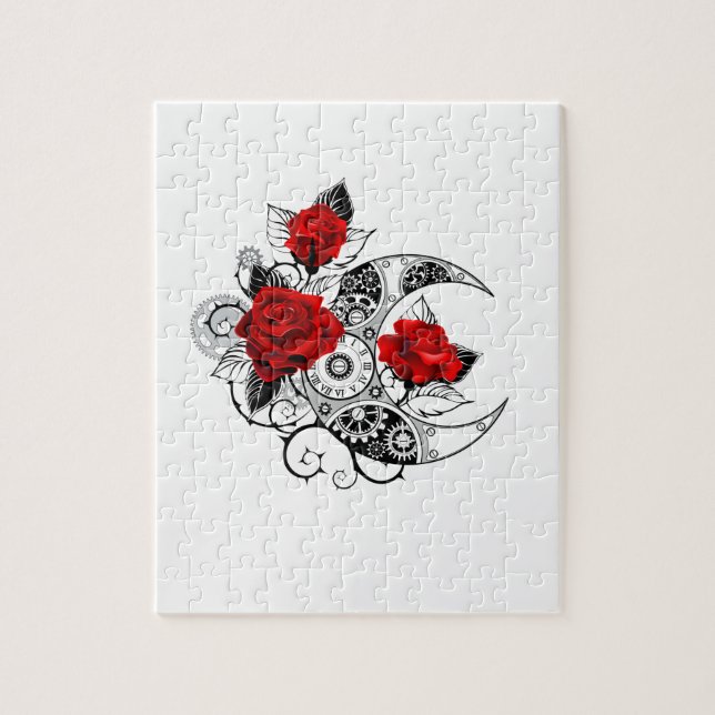 Puzzle Crescente Mecánico con Rosas Rojas (Vertical)
