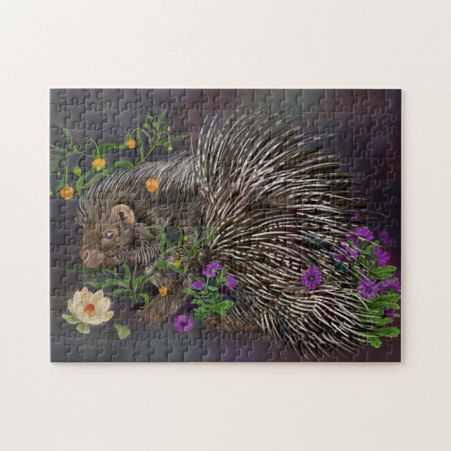 Puzzle Crested Porcupine Bouquet Art (Horizontal)