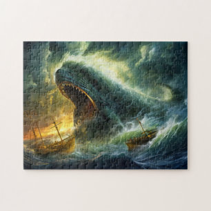 Puzzle Criatura Marina Emergente de las Olas Pintura de F