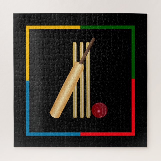 Puzzle Cricket, wicket, bate y pelota,  (Vertical)