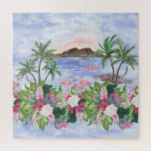 Puzzle Crímenes hawaianos: Patrón acuarela tropical