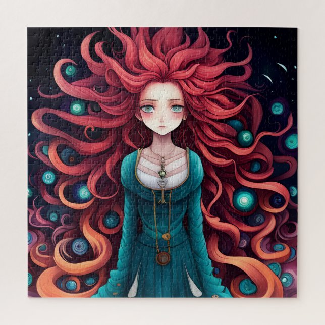 Puzzle Crimson Haired Anime Femenina (Vertical)