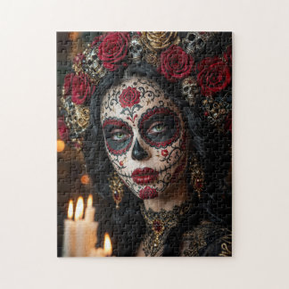 Puzzle Crimson Rose Calavera – Elegante Día de Muertos