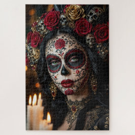 Puzzle Crimson Rose Calavera – Elegante Día de Muertos