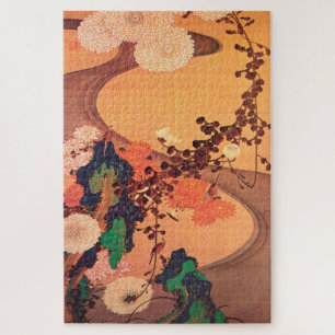 Puzzle Crisantemo por un arroyo con rocas (1760)