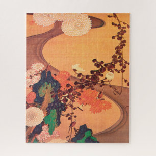 Puzzle Crisantemo por un arroyo con rocas (1760)