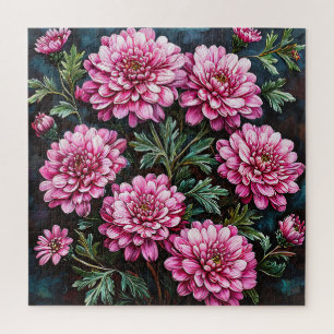 Puzzle Crisantemos rosados vibrantes