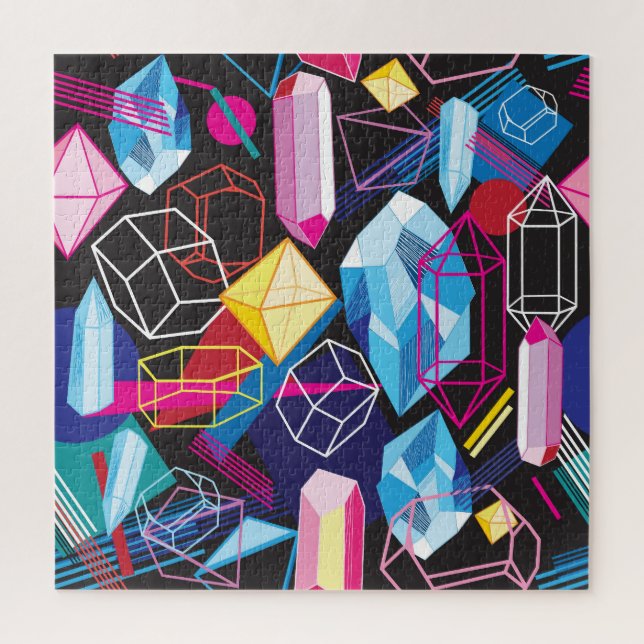 Puzzle Cristales coloridos, fondo abstracto oscuro (Vertical)