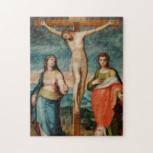 Puzzle Cristo en la cruz con los santos