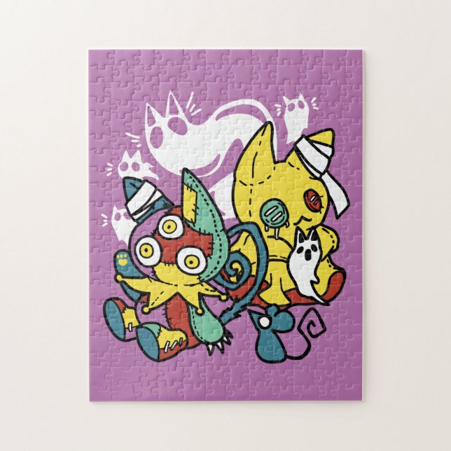 Puzzle Críticos gatos de Halloween: arte fascinante (Vertical)