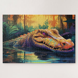 Puzzle Croc amazónico: El colorido depredador de la jungl