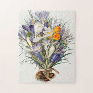 Puzzle Crocus Spring Flower Botanical Floral Art