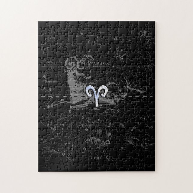 Puzzle Cromo como Aries Zodiac Rótulo Vintage Hevelius (Vertical)