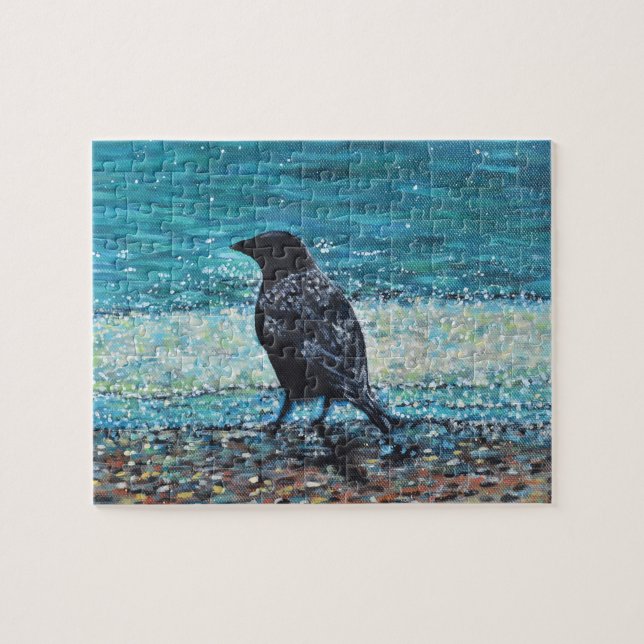 Puzzle Crow en la pintura de la playa (Horizontal)
