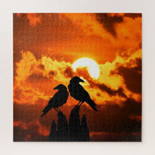 Puzzle Crows at Sunset