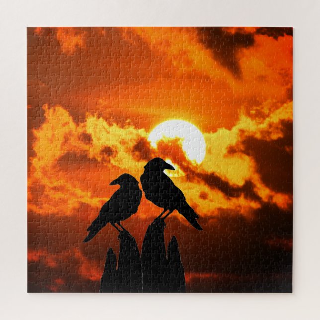 Puzzle Crows at Sunset (Vertical)