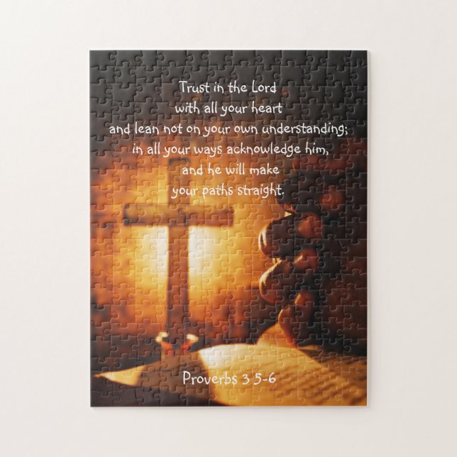 Puzzle Cruce de manos de rezar bíblicas con escritura bíb (Vertical)