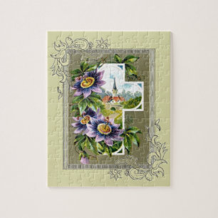 Puzzle Cruz con la iglesia y las flores